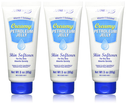 ASSURED Creamy Petroleum Jelly Hand Cream – 3 oz Tubes (3-Pack) with Vitamin E