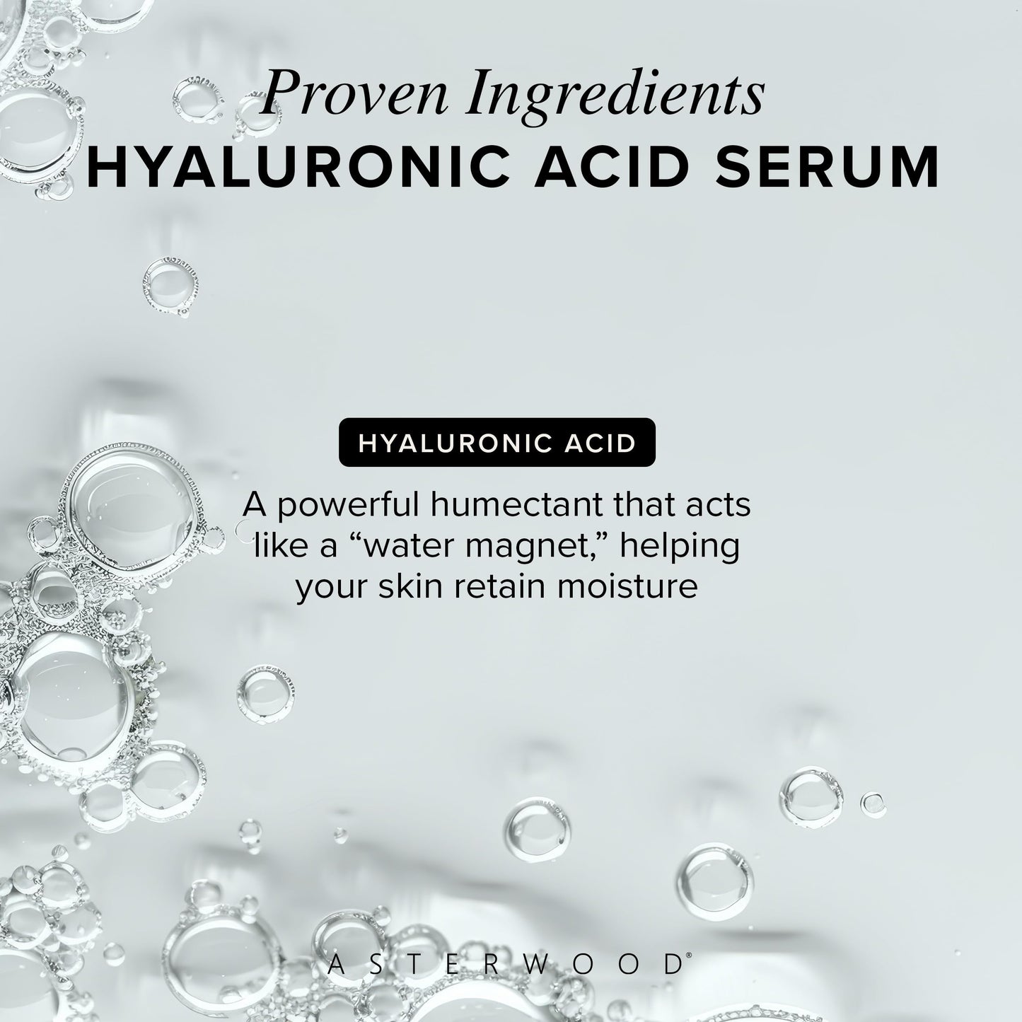 Asterwood Hyaluronic Acid Serum for Face – Fragrance-Free Hydration, Plumping & Anti-Aging | 4 Fl Oz
