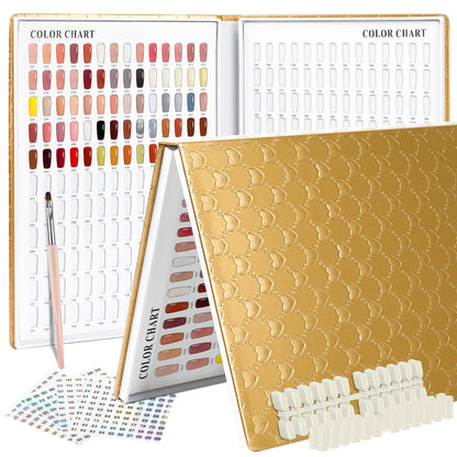 ASTONFOG 308 Nail Colors Chart with 360 Tips – Professional Nail Swatches Book (Gold)