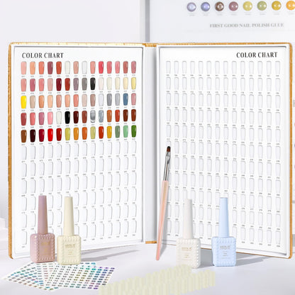 ASTONFOG 308 Nail Colors Chart with 360 Tips – Professional Nail Swatches Book (Gold)