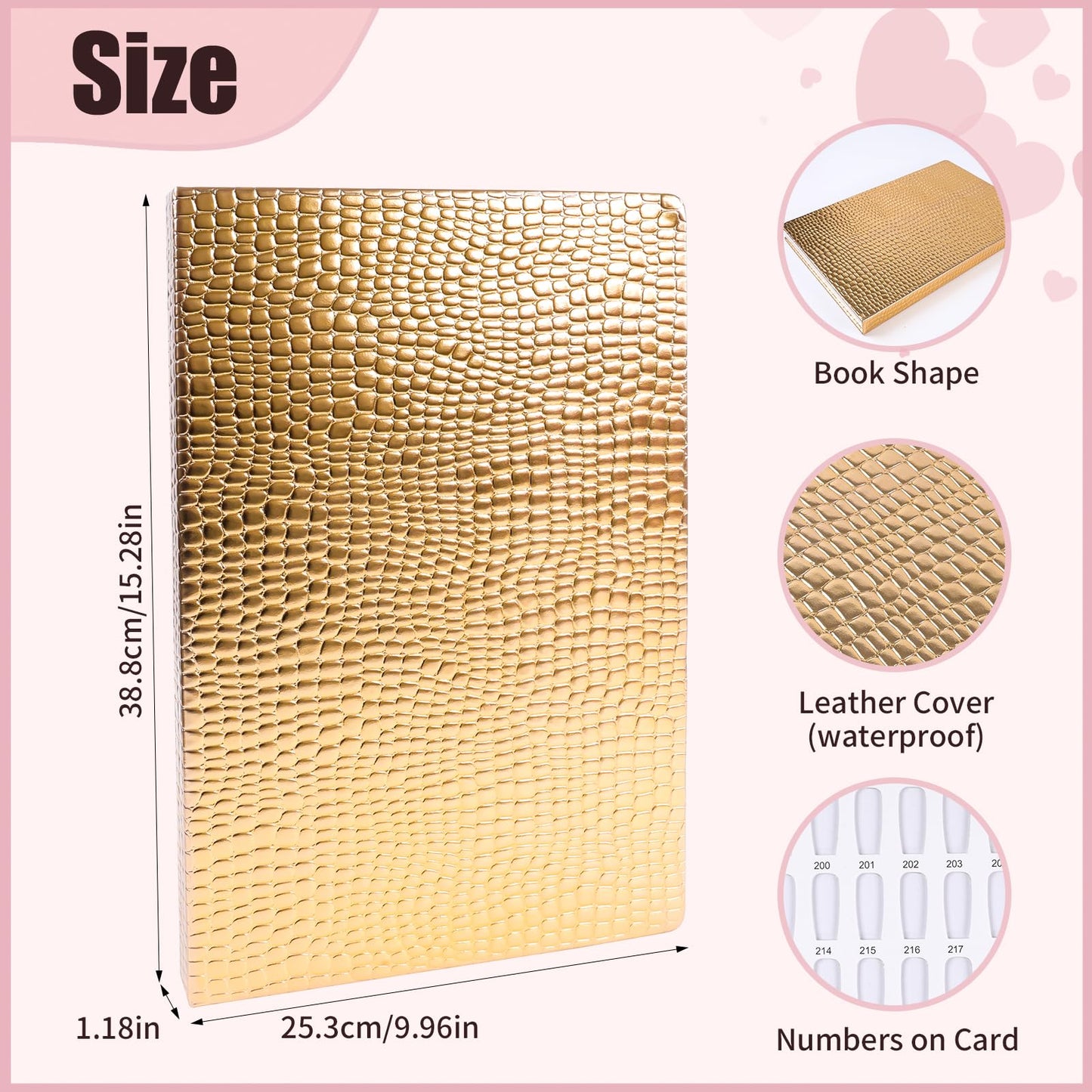 ASTONFOG 308 Colors Nail Swatches Book with 480 Nail Tips – Professional Display & Practice Card