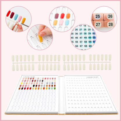 ASTONFOG 308 Nail Colors Chart with 360 Tips – Professional Nail Swatches Book (Gold)