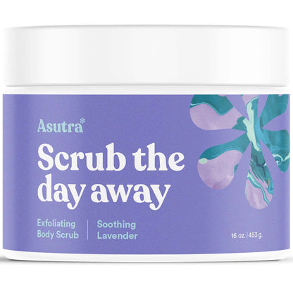 ASUTRA Dead Sea Salt Essential Oil Body Scrub Exfoliator (Soothing Lavender), 16 oz – Ultra Hydrating, Gentle & Moisturizing with Coconut, Lavender & Bergamot Oils