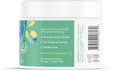 ASUTRA Dead Sea Salt Essential Oil Body Scrub with Eucalyptus – Ultra Hydrating Exfoliator, 16 oz