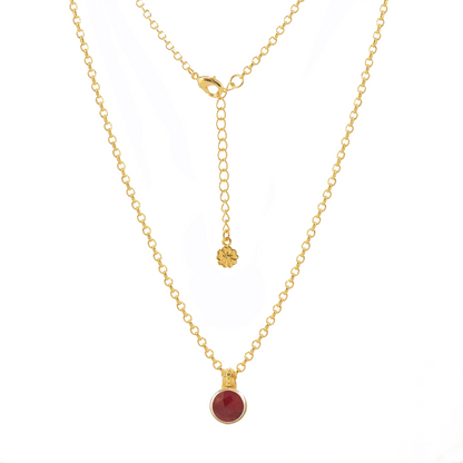 Charis Round Gemstone Necklace Ruby