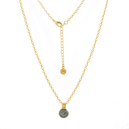 Charis Round Gemstone Necklace Labradorite