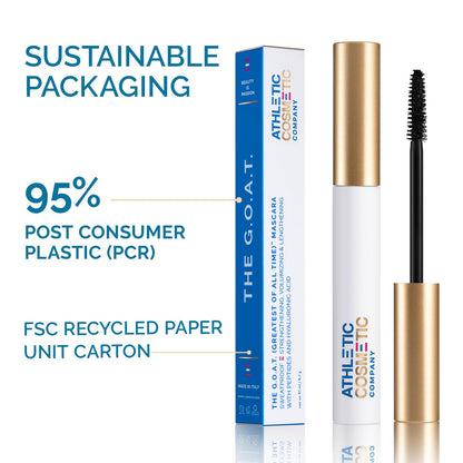ATHLETIC COSMETIC The G.O.A.T. Waterproof Mascara – Sweatproof, Long-Wear, Vegan, Peptide-Enhanced