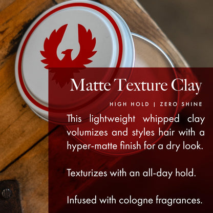 Atlas Matte Texture Clay – Lightweight Whipped Hair Clay, No Shine, Medium to Firm Hold (2.4 oz)