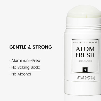 Atom Fresh Natural Deodorant for Women | 72H Odor Protection, Aluminum & Baking Soda Free