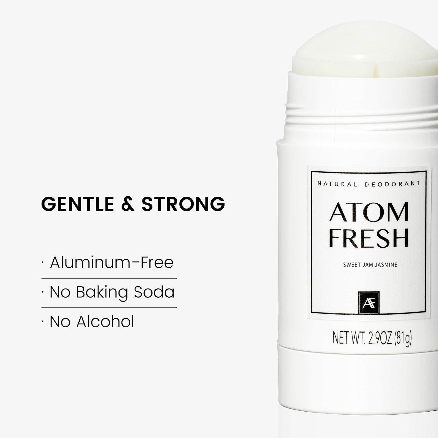 Atom Fresh Laboratory Natural Deodorant for Women — 72H Odor Protection, Aluminum & Baking Soda Free | Sweet Jasmine