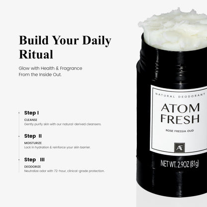 Atom Fresh Natural Deodorant for Women | 72H Odor Protection, Aluminum & Baking Soda Free