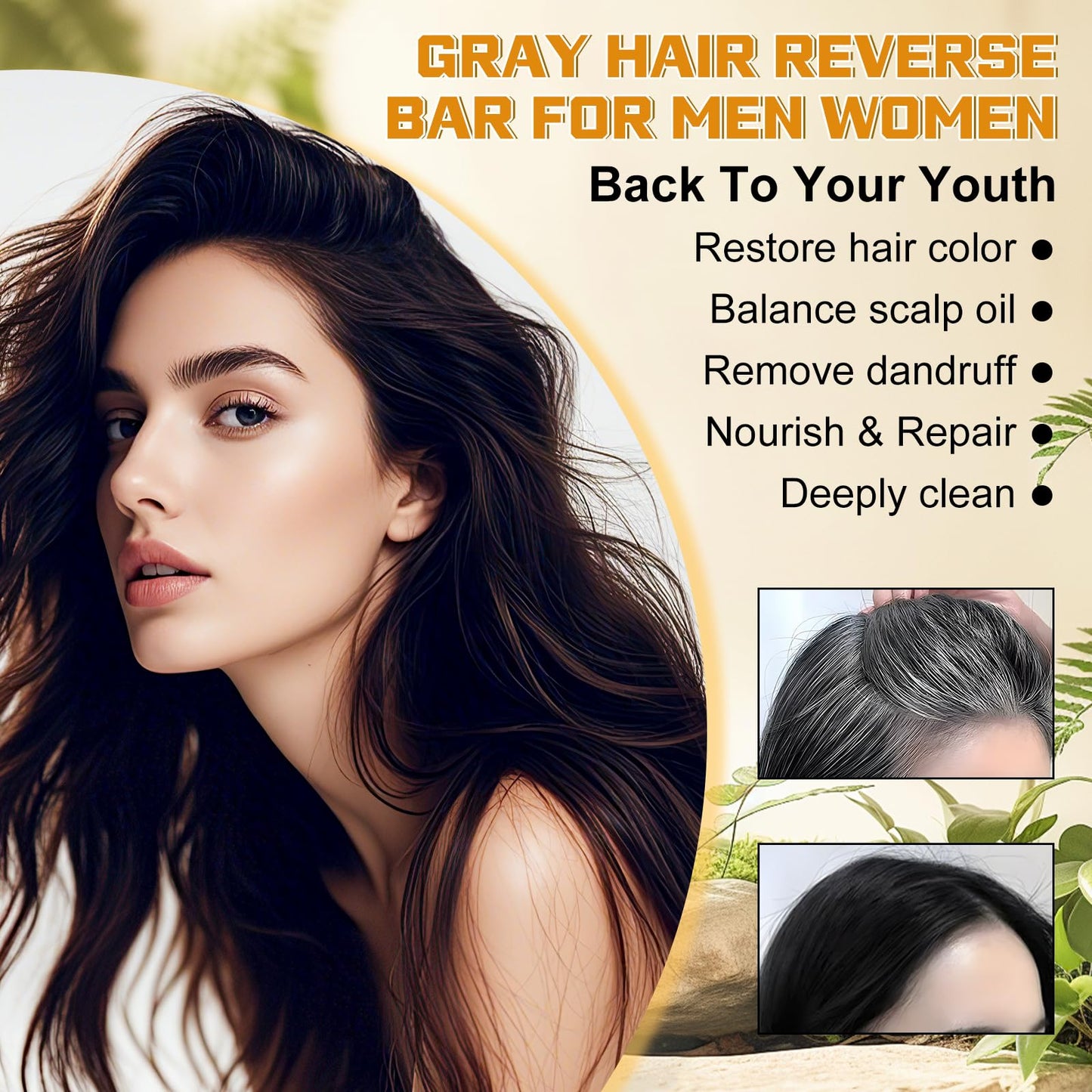 Atsy Gray Hair Bar Soap – Natural Black Soap for Gray Hair Coverage, Ginseng & Black Sesame (3PCS)