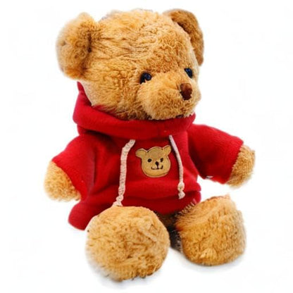 AUCOOMA Teddy Bear Plush – 11.8-Inch Red Hoodie Bear for Kids | Cozy Plush Toy Gift