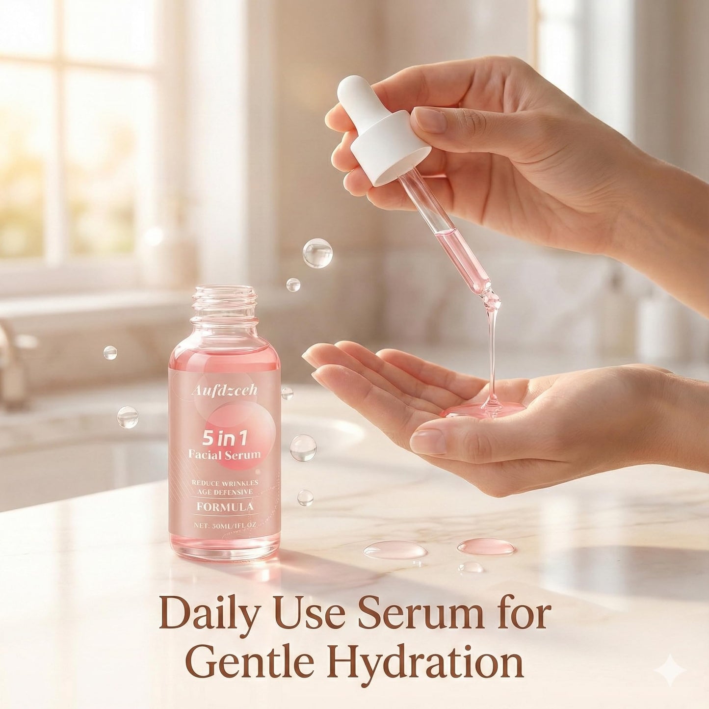 Aufdzceh 5-in-1 Vitamin C Serum | Hydrating Facial Serum with HA, Niacinamide & Collagen