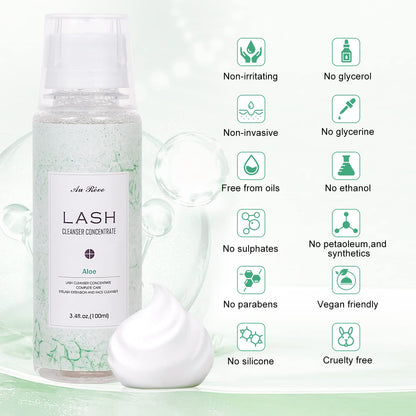 AuReve Eyelash Cleanser Concentrate 100ml – Oil-Free Lash Extension Shampoo for Salon-Quality Home Care