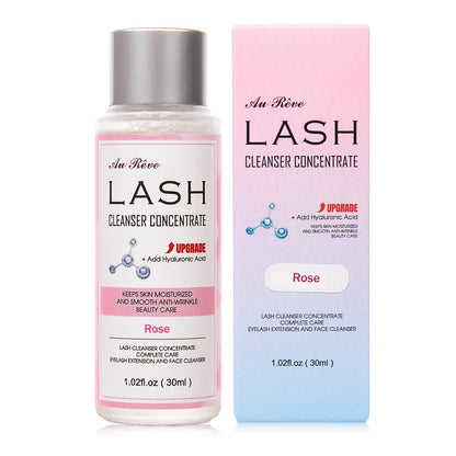 AuReve Lash Shampoo Concentrate 30ml – Dilute to 180ml with Hyaluronic Acid | Rose-Scented, Salon-Grade Lash Cleanser