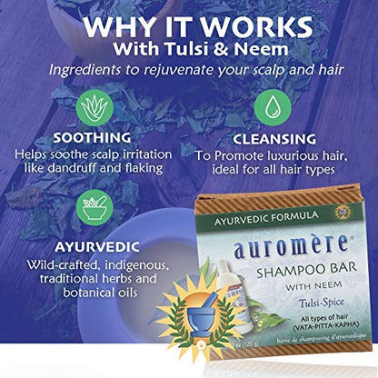 Auromere Ayurvedic Shampoo Bar – Eco-Friendly, Handmade, Vegan & Cruelty-Free (4.23 oz) 3 Pack