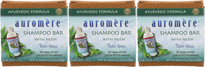Auromere Ayurvedic Shampoo Bar – Eco-Friendly, Handmade, Vegan & Cruelty-Free (4.23 oz) 3 Pack