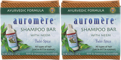 Auromere Ayurvedic Shampoo Bar – Eco-Friendly, Vegan & Cruelty-Free – All-In-One Bar (4.23 oz) – 2 Pack