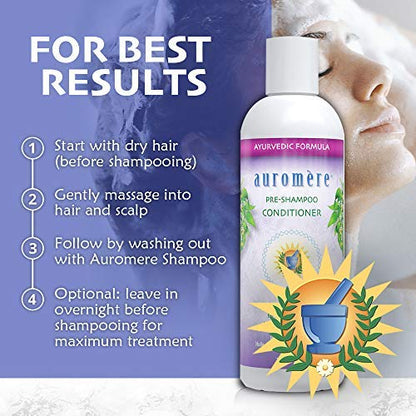 Auromere Ayurvedic Pre-Shampoo Conditioner – Vegan, Sulfate-Free, Non-GMO (2x7 oz)