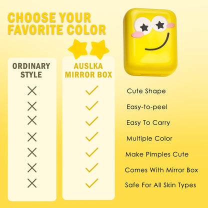 AUSLKA Star Pimple Patches - 150 Count Hydrocolloid Patches with Yellow Star Shape and Mirror