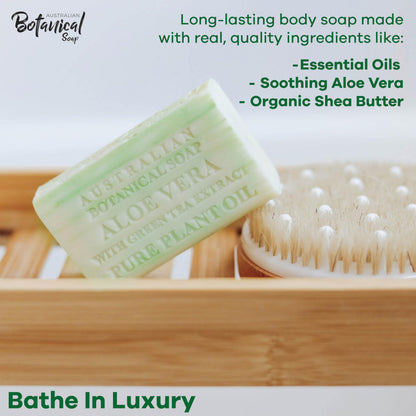 Australian Botanical Soap Aloe Vera with Green Tea Extract – 6.6 oz Luxury Bar, Pack of 4