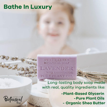 Lavender Essential Oil Soap Bars – Australian Botanical Soap (6.6 oz) Pack of 4