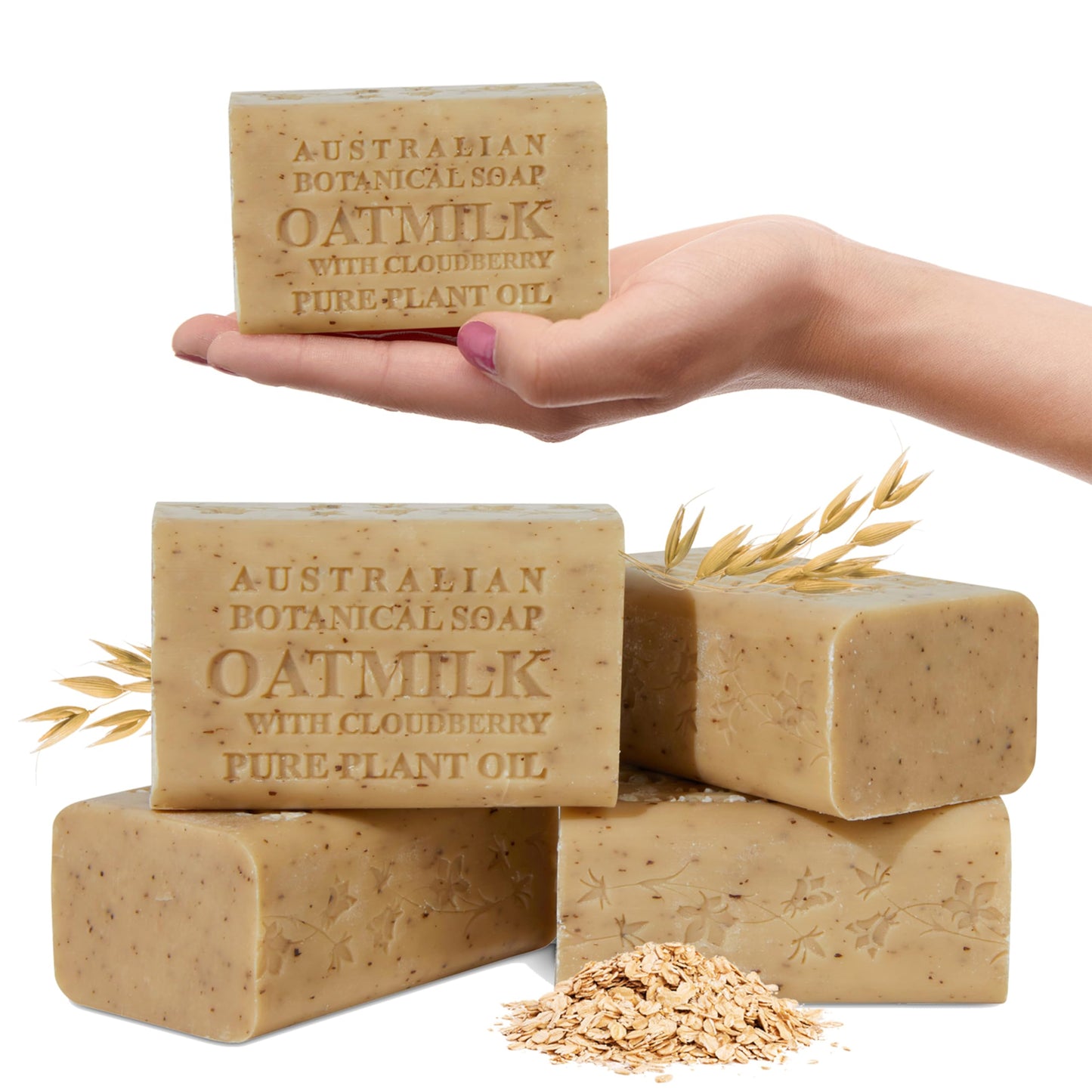 Australian Botanical Soap Oat Milk with Cloudberry 6.6 oz Luxury Soap Bar 4-Pack