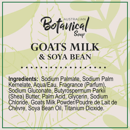 Australian Botanical Soap – Goat Milk Bars, 6.5 oz, Pack of 4 with Soya Bean Oil & Organic Shea Butter