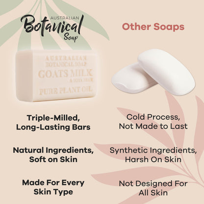 Australian Botanical Soap Goats Milk Sandalwood, Oat Milk & Aloe Vera 4-Bar Luxury Soap Set