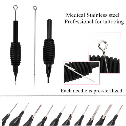 Autdor Tattoo Needles and Tubes Combo – 40Pcs Disposable Tubes with Assorted Needles (3RL-9RL, 5RS-9RS, 5M1-9M1)