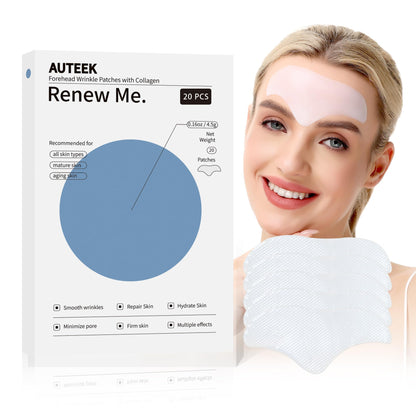 Auteek Forehead Wrinkle Patches Overnight – Collagen & Seaweed (20 Count)
