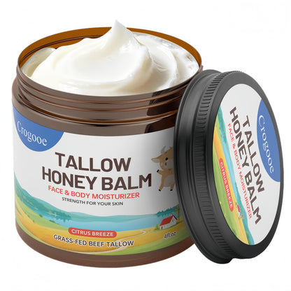 Auteli Beef Tallow Balm – 100% Grass-Fed Whipped Tallow & Honey Moisturizer (Citrus Breeze) 4 oz