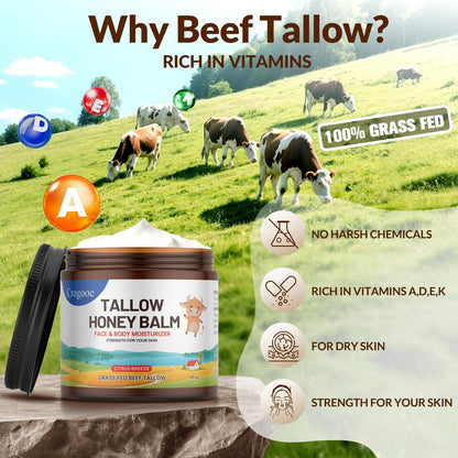 Auteli Beef Tallow Balm – 100% Grass-Fed Whipped Tallow & Honey Moisturizer (Citrus Breeze) 4 oz