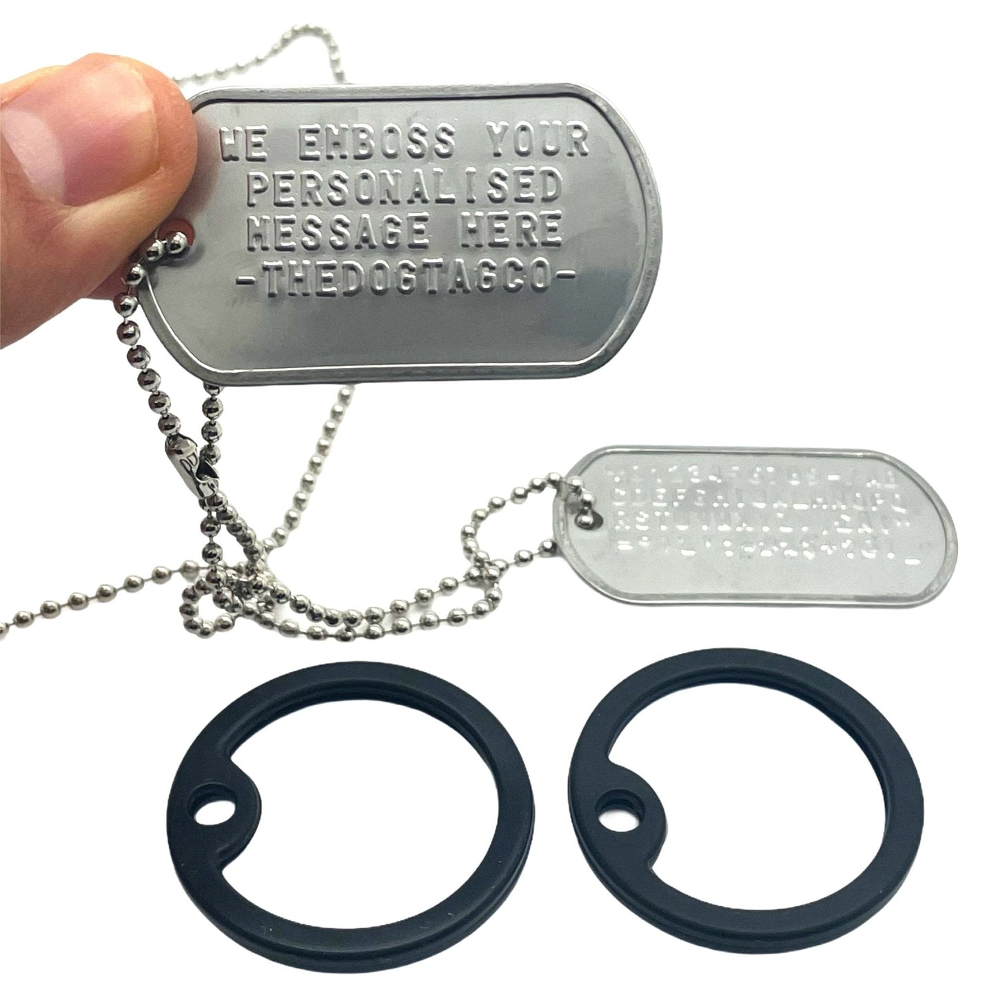 Authentic Personalised PAIR US Military Embossed Stainless Steel Dog Tags Set - 1975 To Present Day