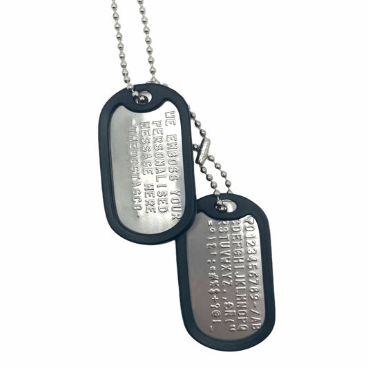 Authentic Personalised PAIR US Military Embossed Stainless Steel Dog Tags Set - 1975 To Present Day