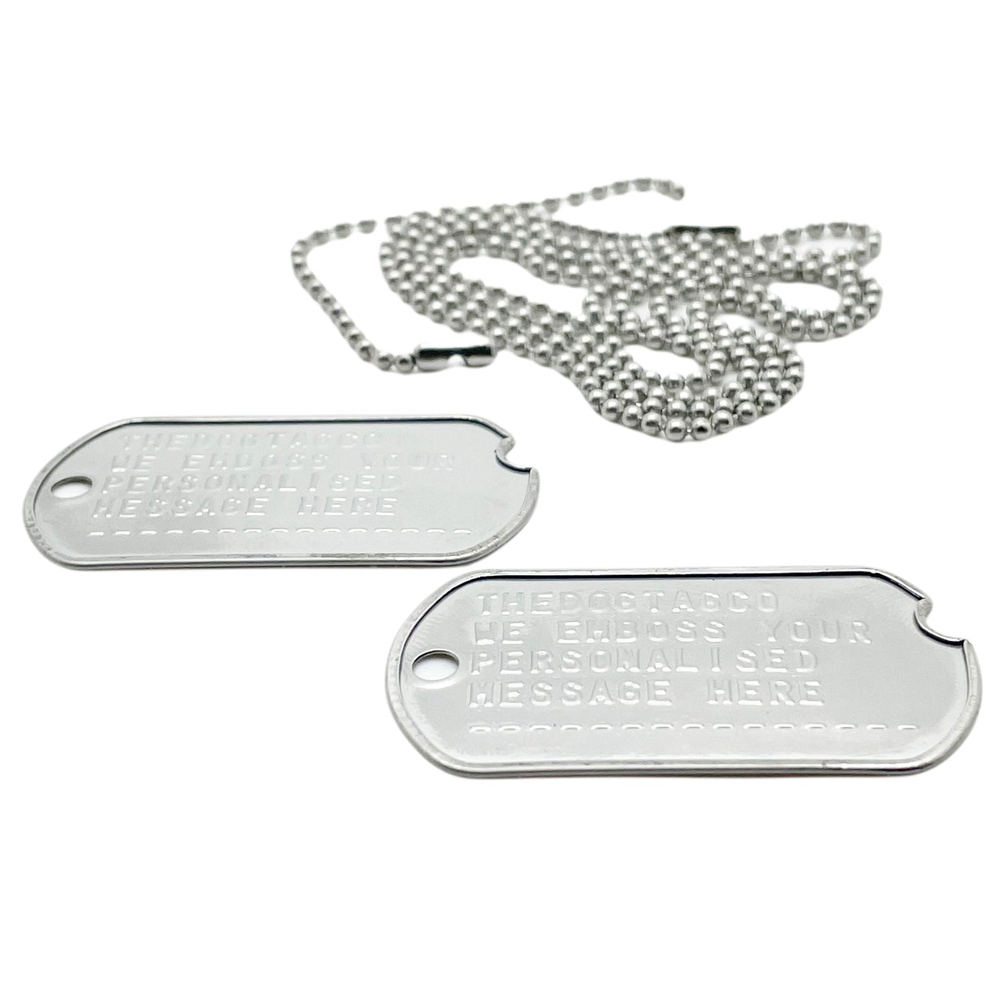 Authentic Personalised US Military Embossed Stainless Steel Dog Tags Pair Set - WW2 - pre 1965 Exact Replica