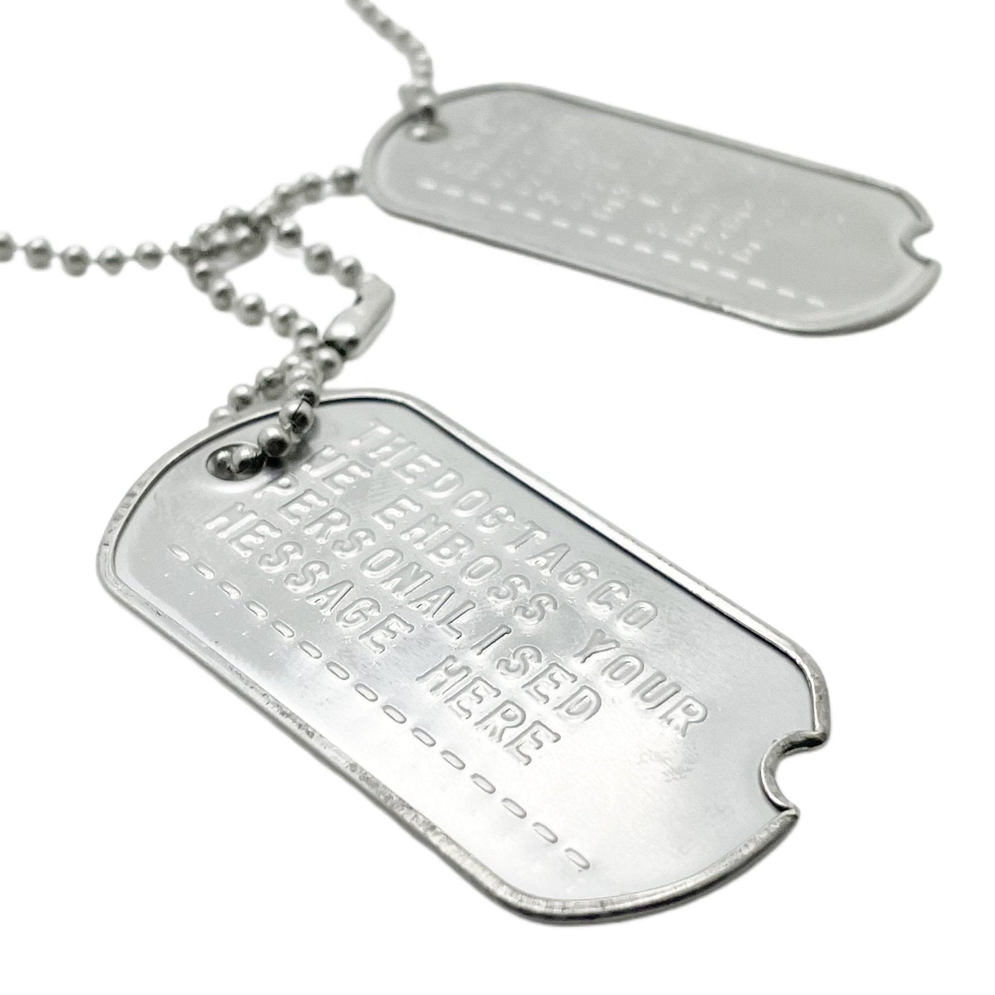 Authentic Personalised US Military Embossed Stainless Steel Dog Tags Pair Set - WW2 - pre 1965 Exact Replica