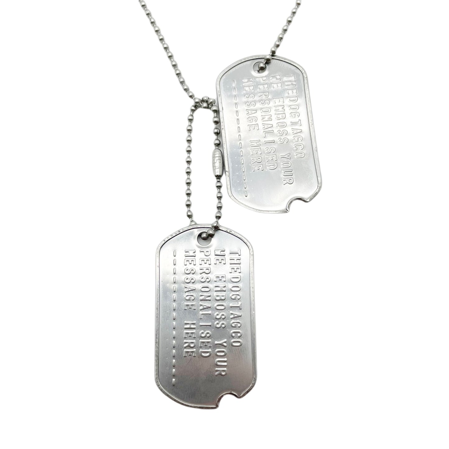 Authentic Personalised US Military Embossed Stainless Steel Dog Tags Pair Set - WW2 - pre 1965 Exact Replica