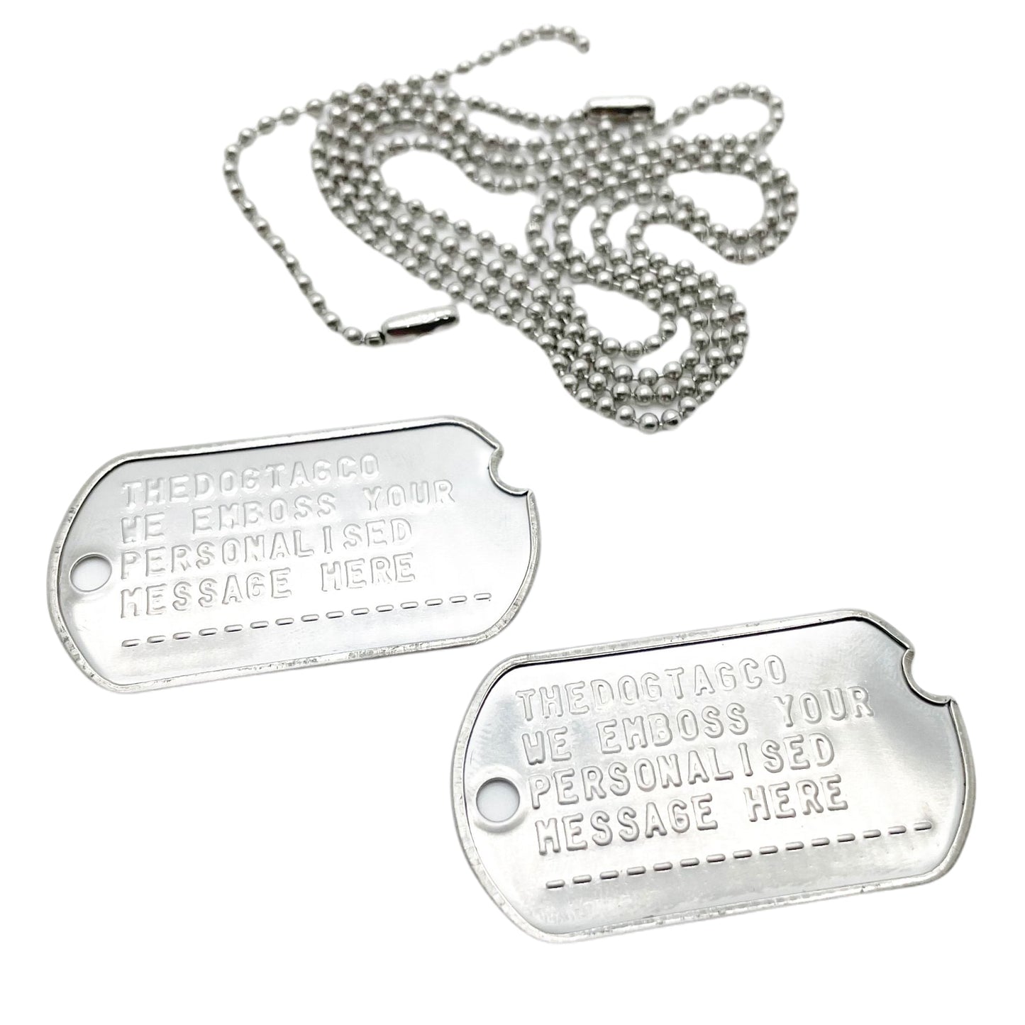 Authentic Personalised US Military Embossed Stainless Steel Dog Tags Pair Set - WW2 - pre 1965 Exact Replica