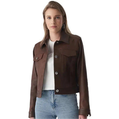 Women’s Authentic Western Tan Brown Leather Jacket