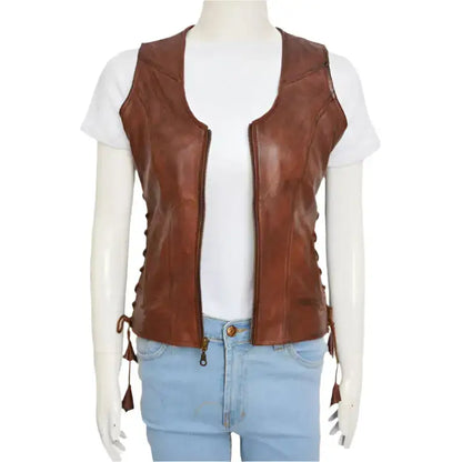 Women’s Brown Leather Vest