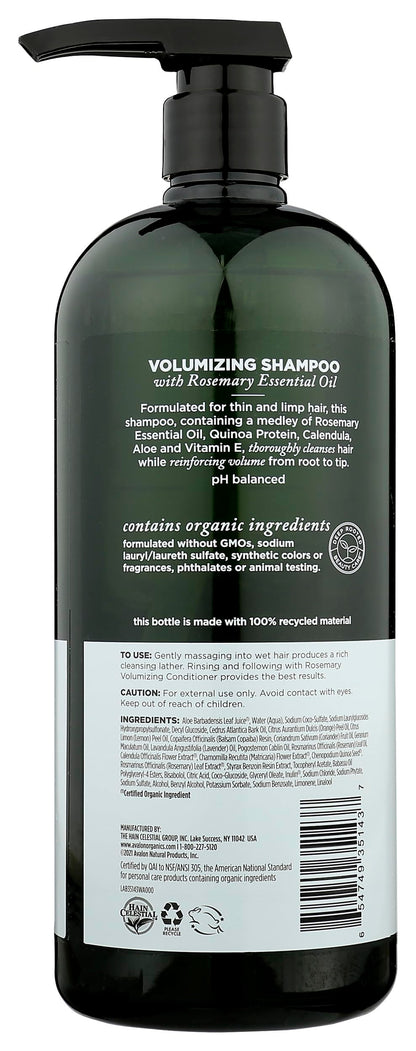 Avalon Organics Rosemary Shampoo – 32 fl oz | Volumizing, Vegan & Clean