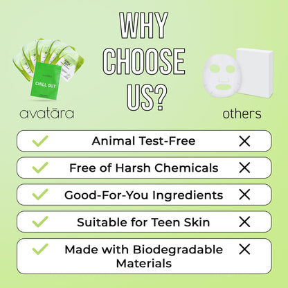 Avatara Chill Out Facial Mask 5 Sheets | Hydrating Hyaluronic Acid & Aloe Vera