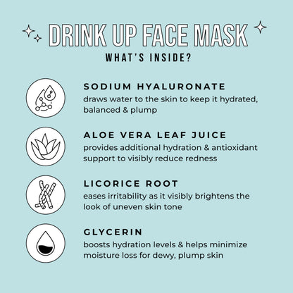 Avatara Drink Up Facial Mask – Hydrating 15-Sheet Mask with Aloe Vera & Licorice Root