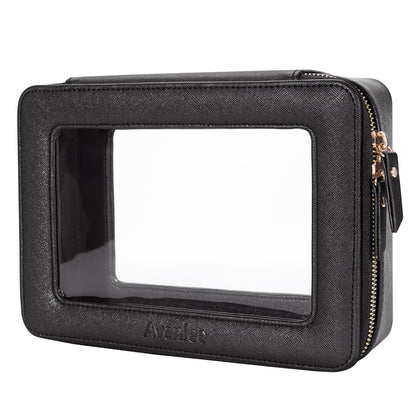 Aveniee Clear Makeup Bag Organizer – Large Travel Toiletry Bag, Waterproof, Black