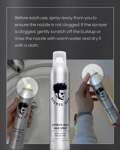 Avenue Man Extreme Hold Hairspray – 9 oz, Paraben-Free, Extra Firm Hold