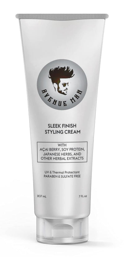 Avenue Man Sleek Finish Cream – 7 oz Hair Styling Cream for Men with Acai & Soy Protein