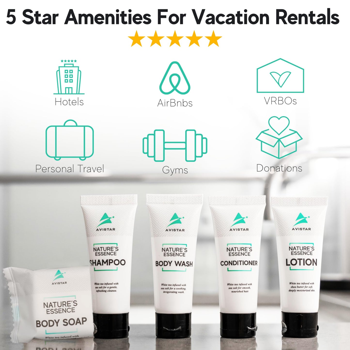 Avistar 270-Piece Hotel Toiletries Bulk Set | Travel Essentials for Hosts