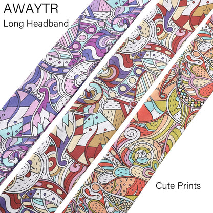 AWAYTR Women's Chiffon Non-Slip Head Wraps – 3-Pack Twist Knotted Criss Cross Headbands for Thick Hair (Cashews Red Orange Purple)